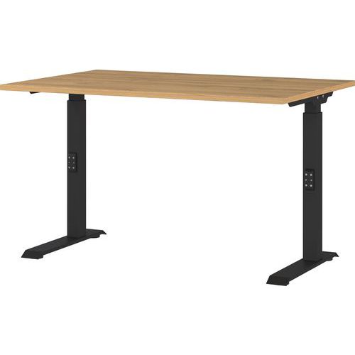 Germania - Bureau réglable mécanique GW-Agenda 120cm Chêne/Noir - Hauteur 68-91cm - Charge 80kg