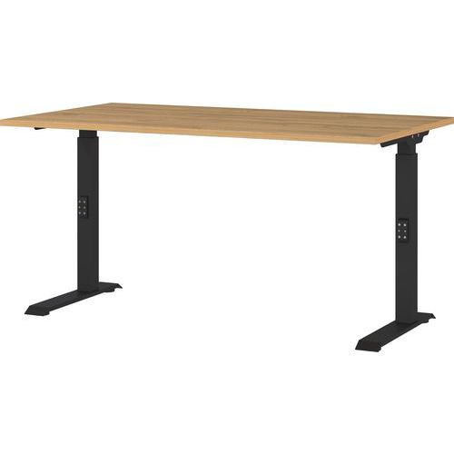 Germania - Bureau réglable mécanique GW-Agenda 140cm Chêne/Noir - Hauteur 68-91cm - Charge 80kg