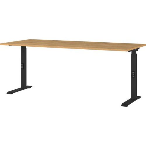 Germania - Bureau mécanique réglable GW-Agenda 180cm Chêne/Noir - Hauteur 68-91cm - Charge 80kg - Bureau droit