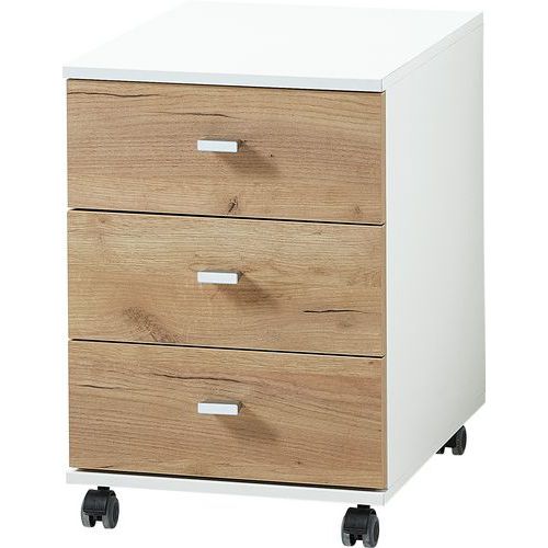 Germania - Caisson mobile GW-Lioni - 3 tiroirs - Chêne/Blanc - 57x40x49 cm - Charge 35kg