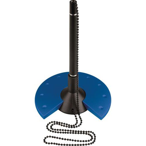 Helit - Stylo à bille sur socle Noir/Bleu - Présentoir élégant et pratique - 140g