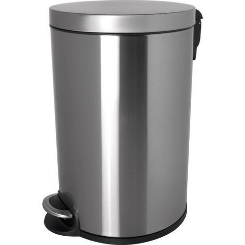 Helit - Poubelle à pédale The Silent 20L - Inox Argent - Ronde - Silencieuse