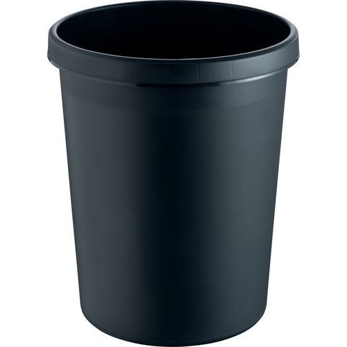 Helit - Corbeille à papier The German - 45L Noir - Plastique Robuste - Design Rond - Intérieur