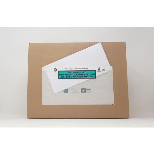 Pochette DL 228x120 mm papier cristal 3 langues - 1000 pochettes - Recyclable