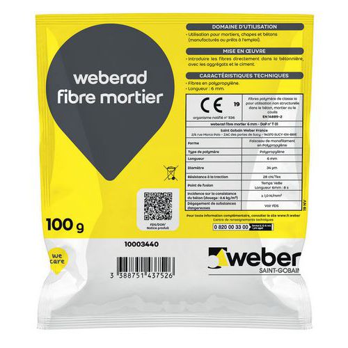 Fibre Mortier Weberad 6mm 100g