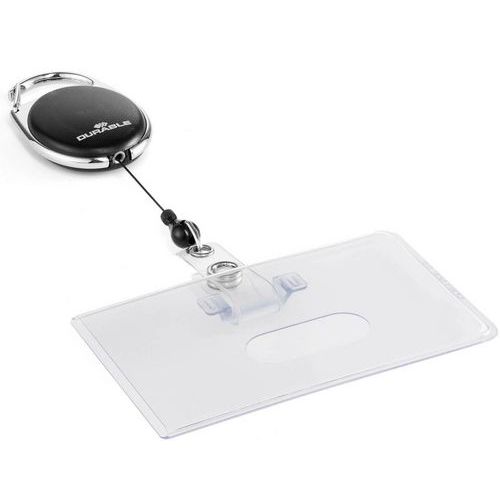 Durable - Porte-badge STYLE noir pour 1 carte avec enrouleur - Mousqueton, 138mm - Pratique et recyclable