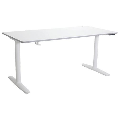 Bureau Réglable Électrique 1 Moteur 140x70 Blanc Pieds Blanc