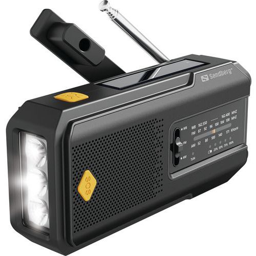 Sandberg - Radio Survivor tout en un 2000 Noir - Batterie AM FM Analogique - Compact et Durable