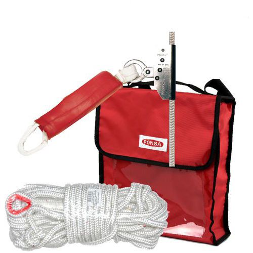 Ponsa - Dispositif Coulissant Sans Ouverture ECOBLOCK12 - 30M - Rouge - Norme EN 353-2 - Résistance 15 kN
