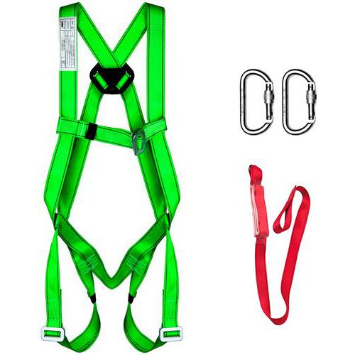 Ponsa - Harnais de sécurité ECOSAFEX 4 Complet - Taille L Vert/Rouge - 1 point d'attache - Résistance 15 kN - Norme EN 361