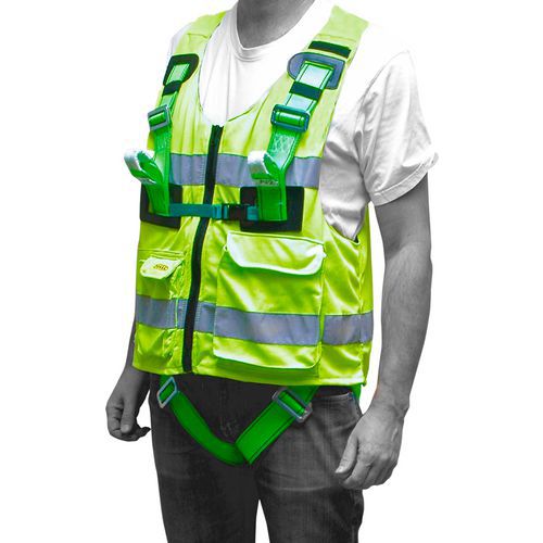 Ponsa - Harnais avec Gilet ECOSAFEX VEST REFLEX - Taille L - Vert/Jaune - 2 points - 15 kN - EPI