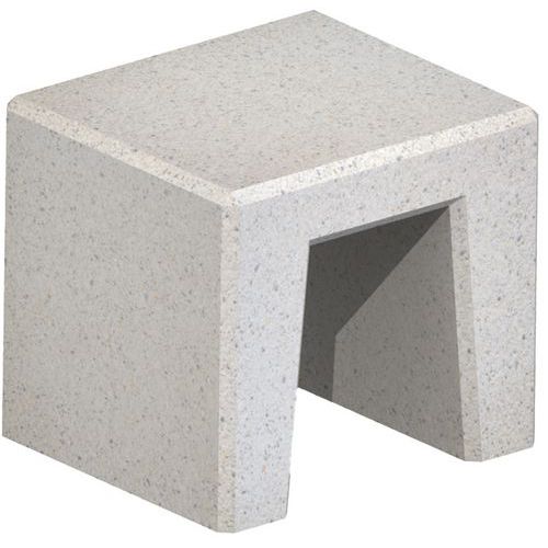 Banquette Story Béton Blanc Sablé L 50 Cm Monobloc Autostable. Epaisseur 100 Mm. A Poser Sur Sol Dur. Version À Sceller Avec Insert Sur Demande Sans Supplément (tiges Filetées Non Fournies).