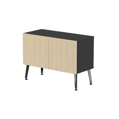 Rangement Bas Teni Larg.80 Cm 2 Portes Noir/chêne Clair