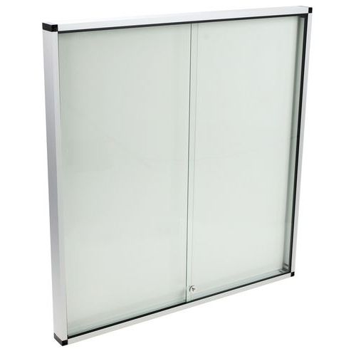 Manutan Expert - Vitrine d'affichage intérieur 2 portes coulissantes - 70.6 x 96.7 cm Blanc - Magnétique & Fond Acier - 10 ans Garantie