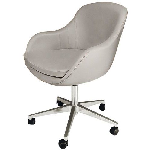 Chaise Faso Pied Chromé À Roulettes Tissu M1 Gris