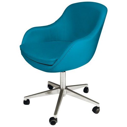 Chaise Faso Pied Chromé À Roulettes Tissu M1 Turquoise