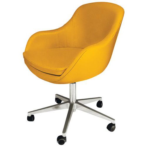 Chaise Faso Pied Chromé À Roulettes Tissu M1 Moutarde