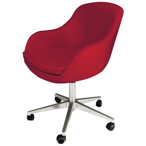 Chaise Faso Pied Chromé À Roulettes Tissu M1 Rouge