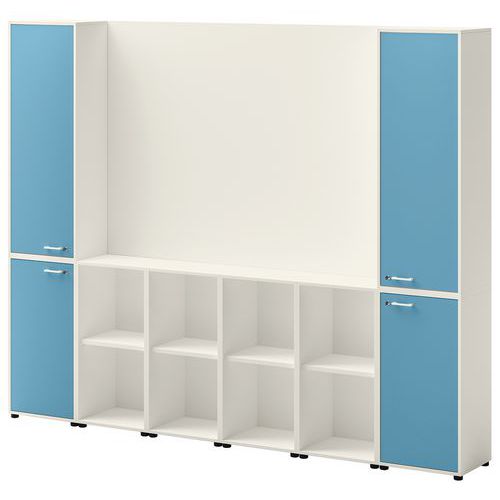 Ensemble Meuble Tv Et Rangement Ivo N°1 Blanc/porte Bleu