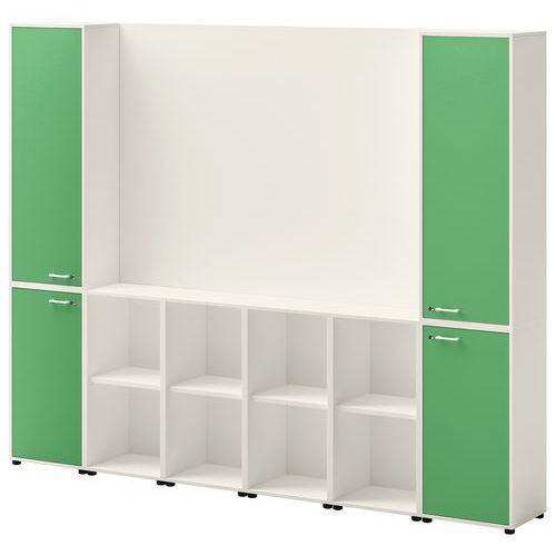 Ensemble Meuble Tv Et Rangement Ivo N°1 Blanc/porte Vert