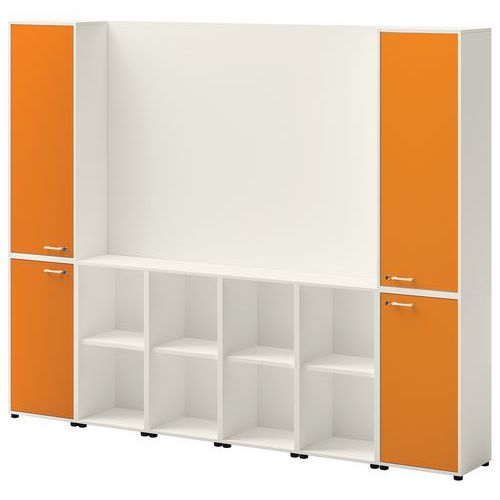 Ensemble Meuble Tv Et Rangement Ivo N°1 Blanc/porte Orange