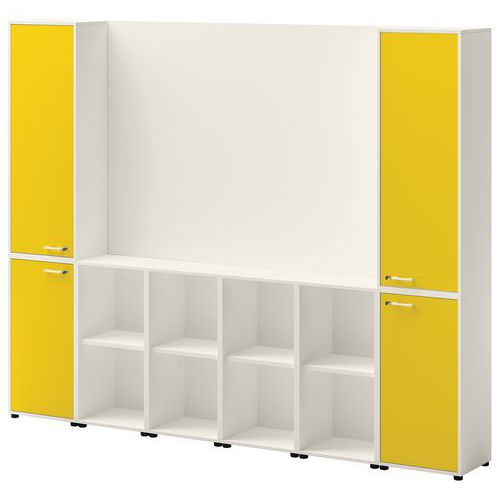 Ensemble Meuble Tv Et Rangement Ivo N°1 Blanc/porte Jaune