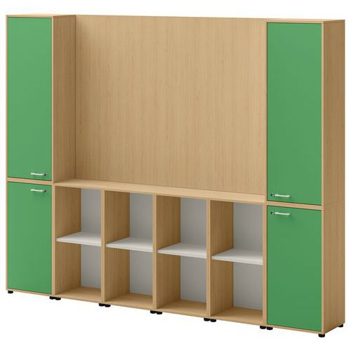 Ensemble Meuble Tv Et Rangement Ivo N°1 Chêne/porte Vert