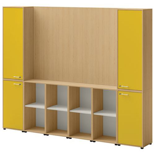 Ensemble Meuble Tv Et Rangement Ivo N°1 Chêne/porte Jaune