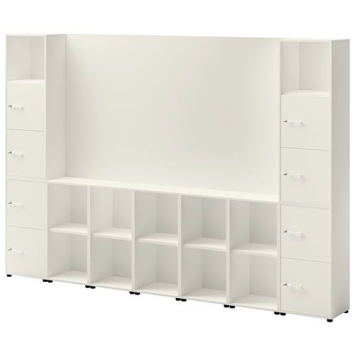 Ensemble Meuble Tv Et Rangement Ivo N°2 Blanc/porte Blanc