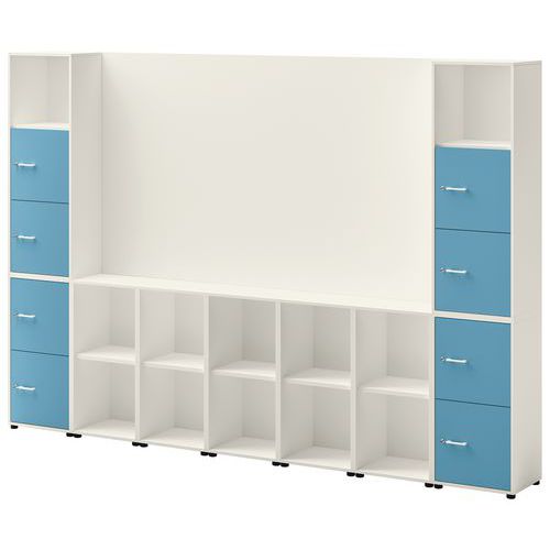 Ensemble Meuble Tv Et Rangement Ivo N°2 Blanc/porte Bleu