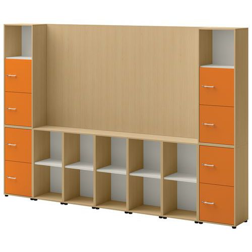Ensemble Meuble Tv Et Rangement Ivo N°2 Chêne/porte Orange