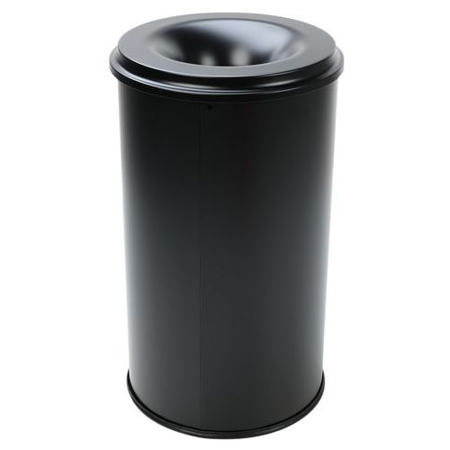 Manutan Expert - Poubelle Antifeu 50L Noir - Métal Acier - Ouverture Fente - Intérieur/Extérieur - Garantie 10 Ans