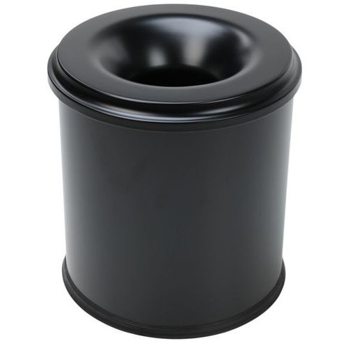 Manutan Expert - Poubelle Antifeu 20L - Métal Acier Noir - Sécurité Incendie - Intérieur Extérieur