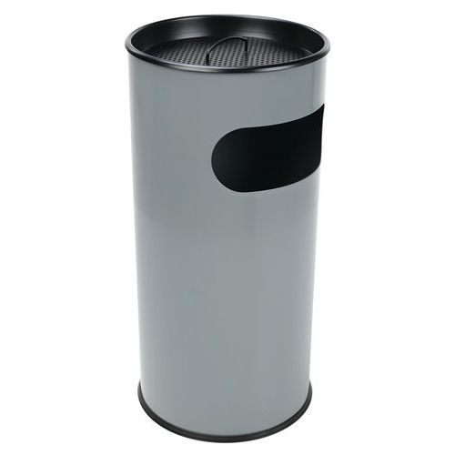 Manutan Expert - Poubelle-cendrier Extérieur Acier Gris 50L - Ouverture Fente - 72cm Hauteur - 10 Ans Garantie