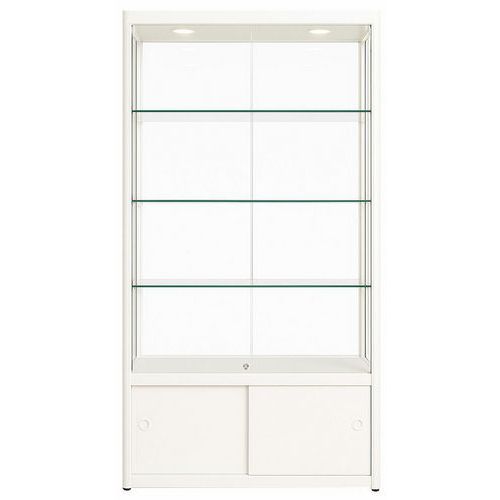 Vitrine Exposition Avec Rangement - 95x50x200 Cm - Blanc