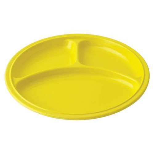 Assiettes Rondes 3 Compartiments Mélamine - Ø 215 Cm - Jaune