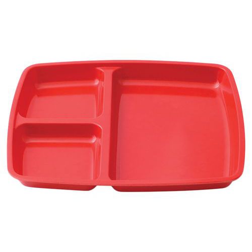 Plateaux à 3 Compartiments Mélamine - Rouge