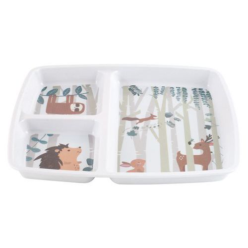 Plateaux Baby 3 Compartiments 25x21cm Mélamine Blanche Rêve De Forêt