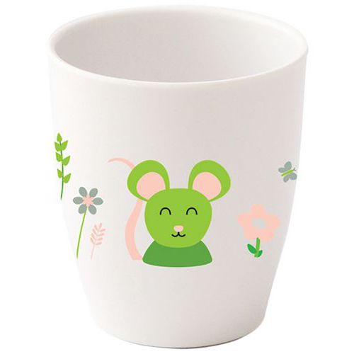 Gobelets 16 Cl Mélamine Blanche - Souris Verte