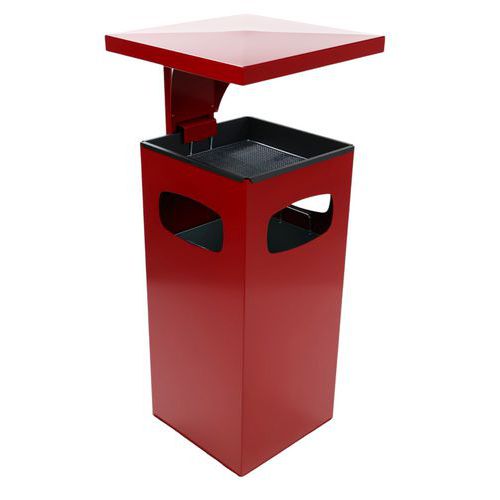 Cendrier Poubelle Avec Toit Renforcé Rouge