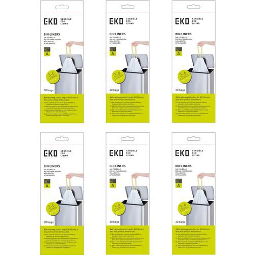 EKO - Sac Poubelle Blanc 6L - Lot de 30 Pièces - Gestion des Déchets Pratique