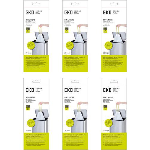 EKO - Sac Poubelle Blanc 15L - Lot de 20 pièces - Gestion des déchets pratique