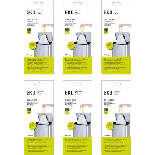 EKO - Sac-poubelle Blanc - 21L - 20 pièces - Gestion des déchets résistants