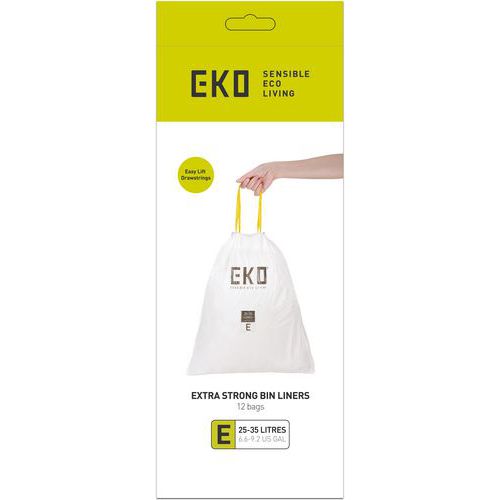 EKO - Sac-poubelle Blanc 35L - Lot de 12 pièces - Gestion des déchets pratique et résistante