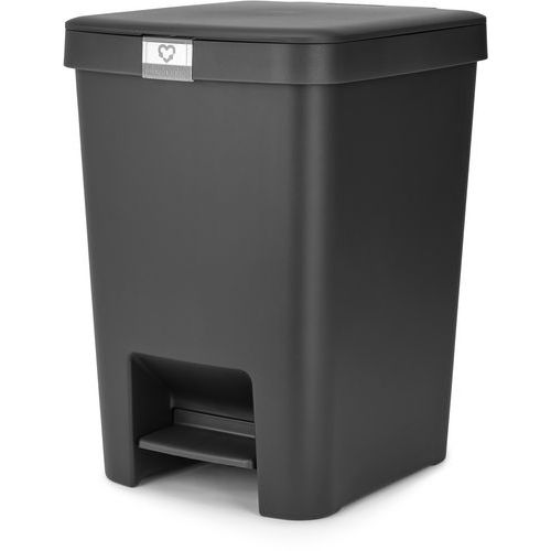 Brabantia - Poubelle à pédale StepUp 25L - Gris Foncé - 91% Recyclé - Éco-responsable