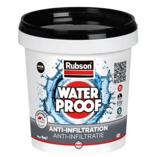 Rubson - Revêtement Étanche Anti Infiltration Noir 1L - Anti Humidité - Idéal Toiture et Murs