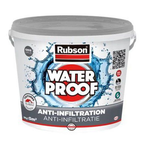 Rubson - Revêtement Toitures Anti-Infiltration Gris Seau 5kg - Étanche et Durable