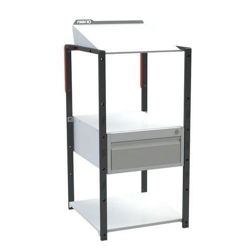 Pupitre sur patins à plan inclinable 2 plateaux 1 bloc tiroir - FIMM - Fimm