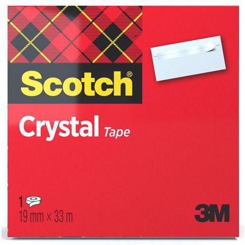 Scotch - Ruban adhésif transparent Crystal - 19 mm x 32.9 m - Résistant et discret