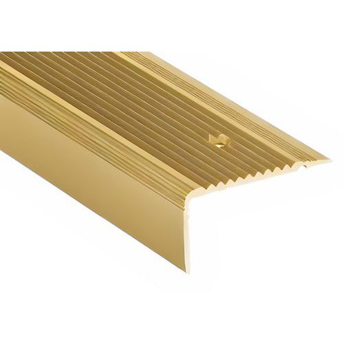 Wattelez - Nez de marche cornière rénovation Aluminium Or - 1,5m - Antidérapant et durable
